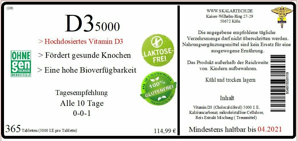 VITAMIN D3 5000 HOHEBIOVERFÜGBARKEIT