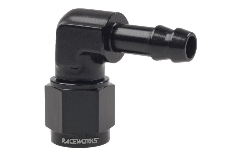 Raceworks AN-6 90 degree Female Swivel to 5/16″ Barb