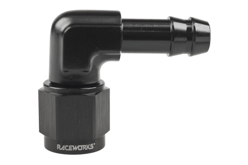 Raceworks AN-6 90 degree Female Swivel to 3/8″ Barb