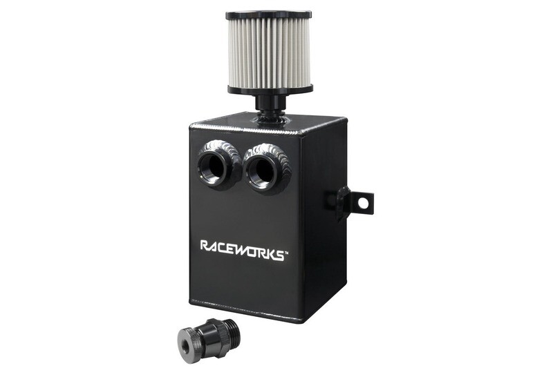 Raceworks Black Aluminium Catch Can With Drain Tap 2L