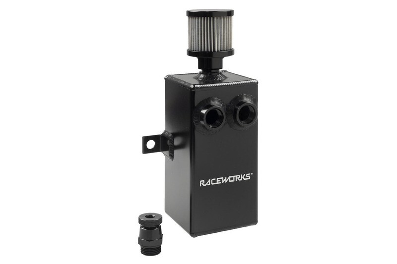 Raceworks Black Aluminium Catch Can With Drain Tap 1L