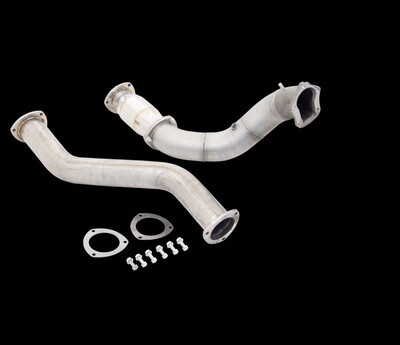 X FORCE TURBO BACK SYSTEM 4″ DUMP PIPE & CAT 3.5″ FRONT & REAR MUFFLERS DUAL TIP RAW 409 STAINLESS