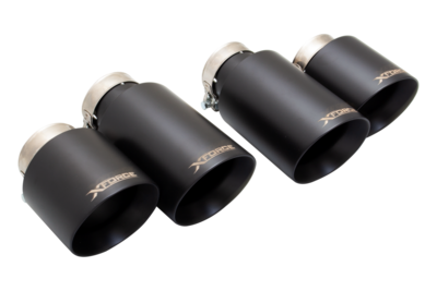 XForce 4in Tips to suit XForce Cat-Back Exhaust w/4in Outlet (Golf R Mk7 13-17/S3 13+) Black