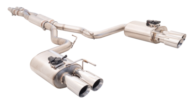 XForce ES-FM18VMK-CBS Twin 3in Cat-Back Exhaust w/Varex Quad Tip R.Mufflers (Mustang GT 18+)