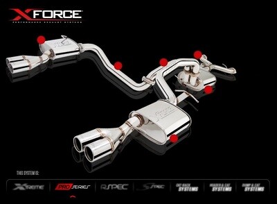 XForce Twin 2.5in Cat-Back Exhaust - Quad Tip (Falcon BF XR8/GT 03-05)