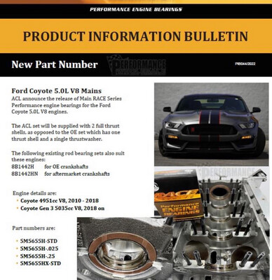 ACL COYOTE MUSTANG RACE SERIES MAIN BEARINGS