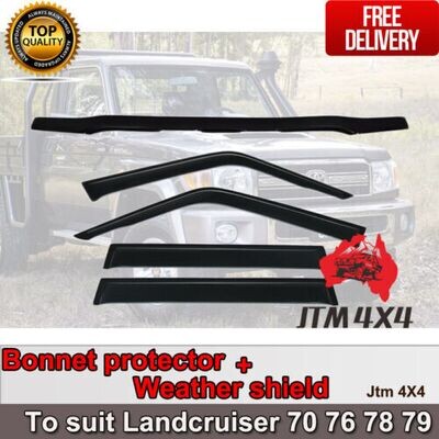 JTM AUTO - Bonnet Protector Weather Shield To Suit Toyota Landcruiser 70 76 78 79 GXL 2017+