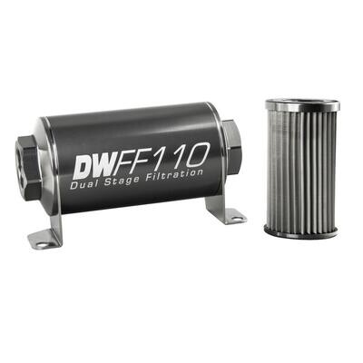 DEATSCHWERKS - Stainless Steel 10 Micron In-Line Fuel Filter Element w/110mm Housing kit (10AN)