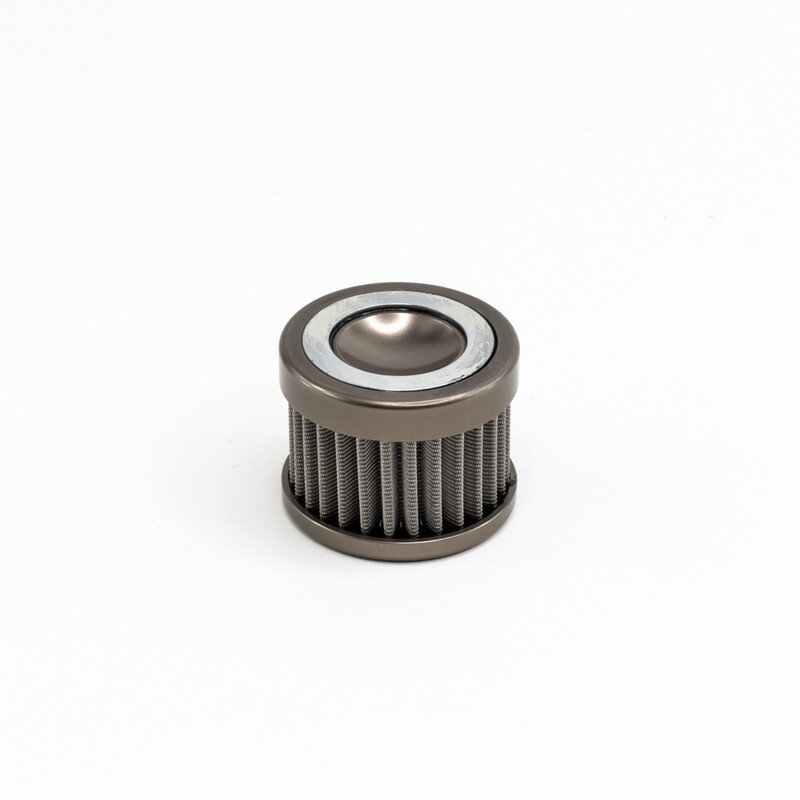 DeatschWerks Stainless Steel 6AN 10 Micron Universal Inline Fuel Filter Housing Kit (70mm) main image 1