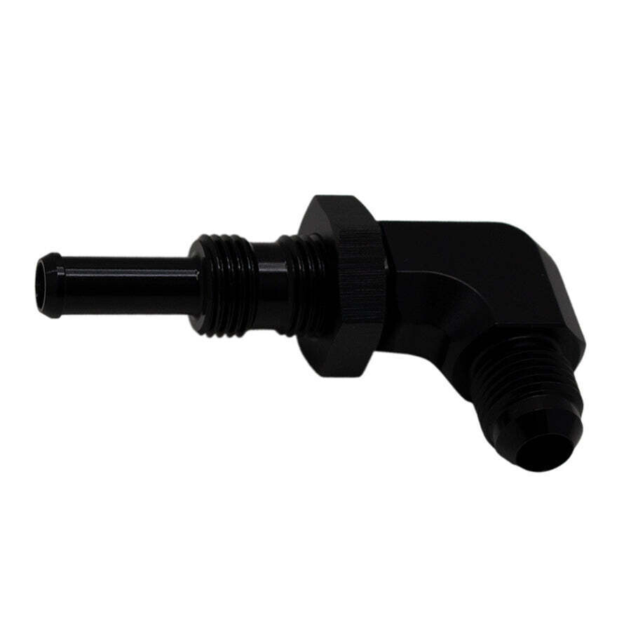 DEATSCHWERKS - 6AN to 5/16 Barb Bulkhead Adapter 90-Degree Anodized Matte Black