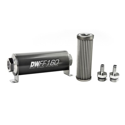 DEATSCHWERKS - In-Line Fuel Filter Element and Housing Kit Stainless Steel 40 Micron 160mm