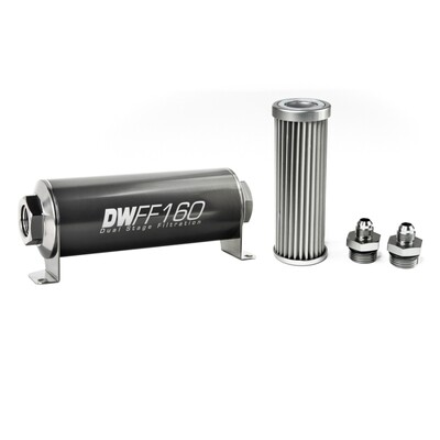 DEATSCHWERKS - In-Line Fuel Filter Element and Housing Kit Stainless Steel 5 Micron 160mm