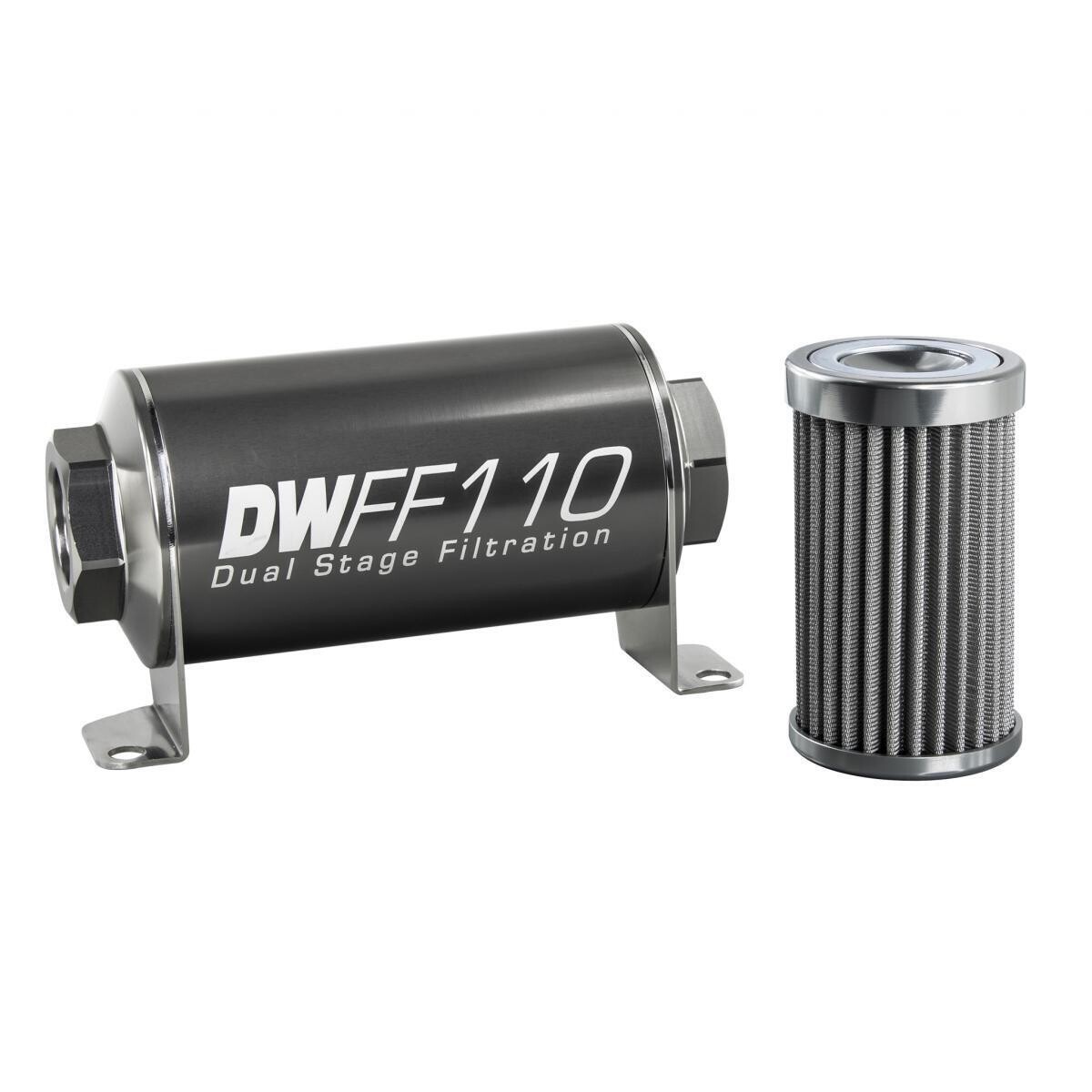 DEATSCHWERKS - Stainless Steel 100 Micron In-Line Fuel Filter Element w/110mm Housing kit (10AN)