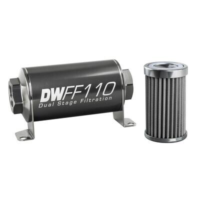 DEATSCHWERKS - Stainless Steel 100 Micron In-Line Fuel Filter Element w/110mm Housing kit (10AN)