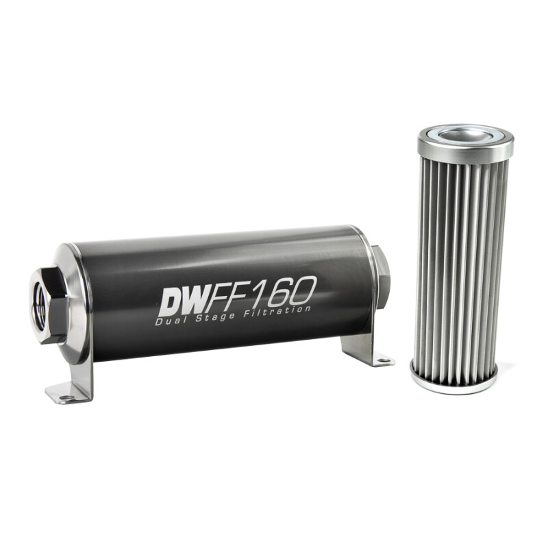 DEATSCHWERKS - In-Line Fuel Filter Element and Housing Kit Stainless Steel 5 Micron 160mm