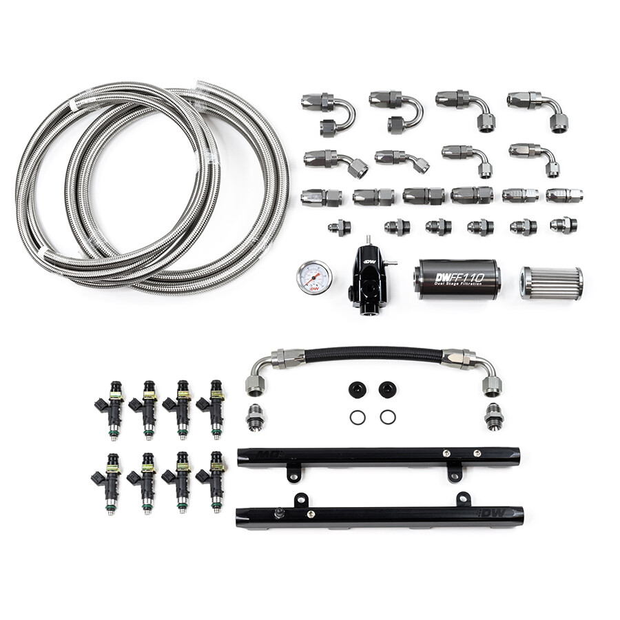 DEATSCHWERKS - Coyote 5.0 Fuel Rails w/Crossover, 1000cc/min Injectors + Full Return Plumbing Kit (Mustang/F-150 11-17)