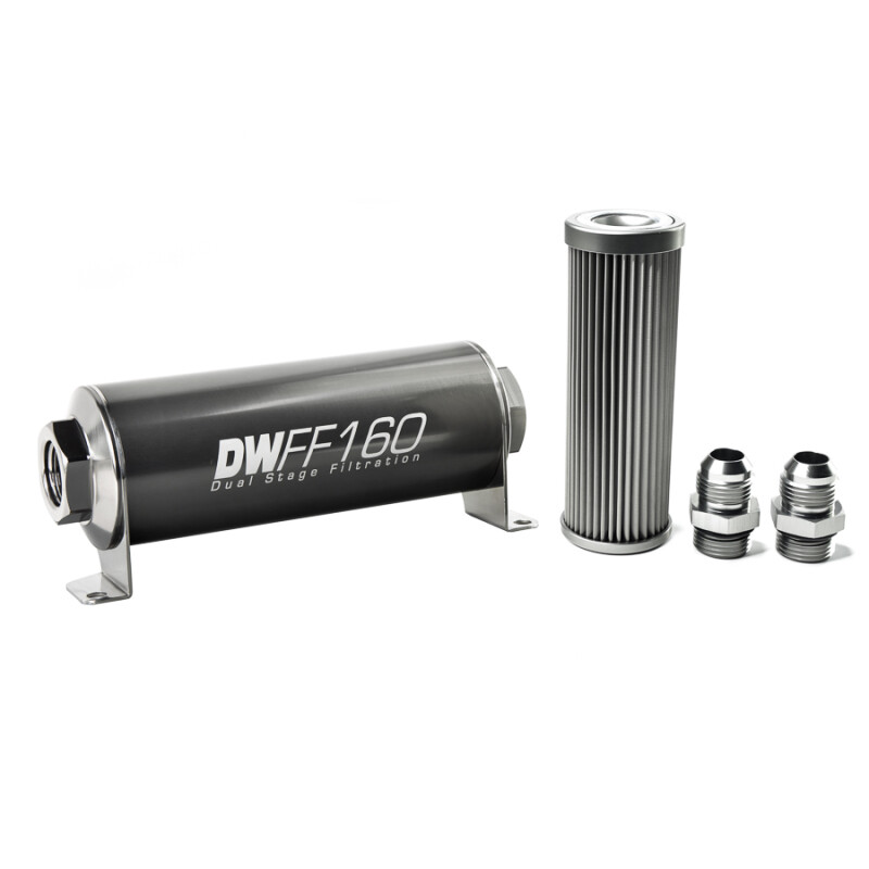 DEATSCHWERKS - In-Line Fuel Filter Element and Housing Kit Stainless Steel 10 Micron 160mm