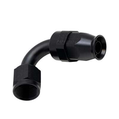 DEATSCHWERKS - 8 AN Female Flare Swivel 120-Degree Hose End PTFE Anodized Matte Black