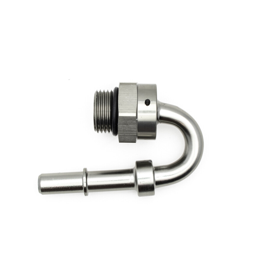 DEATSCHWERKS - 180 Deg 8AN ORB to 3/8&quot; Male EFI Quick Connect Adapter w/O-Ring