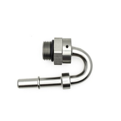 DEATSCHWERKS - 180 Deg 8AN ORB to 3/8&quot; Male EFI Quick Connect Adapter w/O-Ring