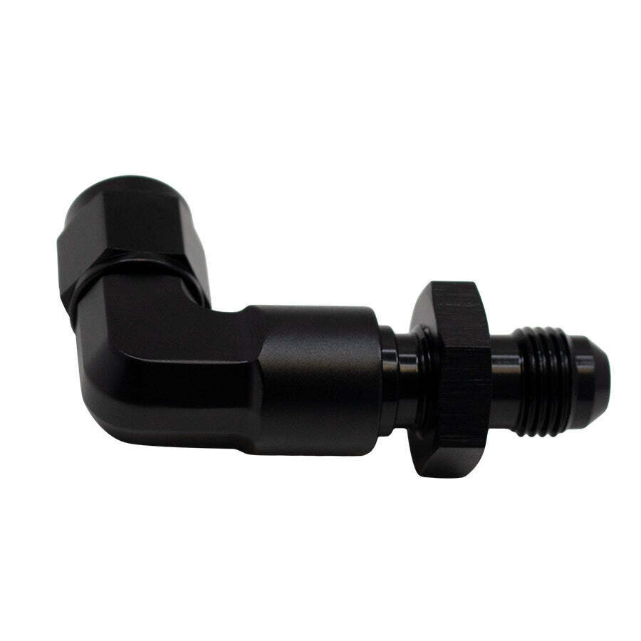DEATSCHWERKS - 6AN Flare Swivel to 6AN Flare 90-Degree Bulkhead Anodized Matte Black