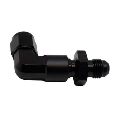 DEATSCHWERKS - 6AN Flare Swivel to 6AN Flare 90-Degree Bulkhead Anodized Matte Black