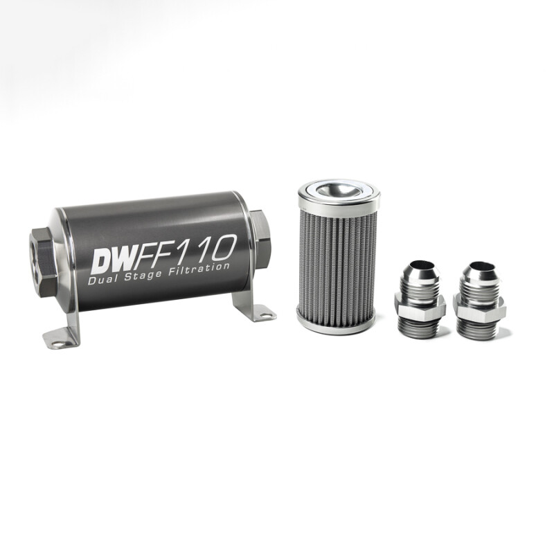 DEATSCHWERKS - In-Line Fuel Filter Element and Housing Kit Stainless Steel 100 Micron 110mm