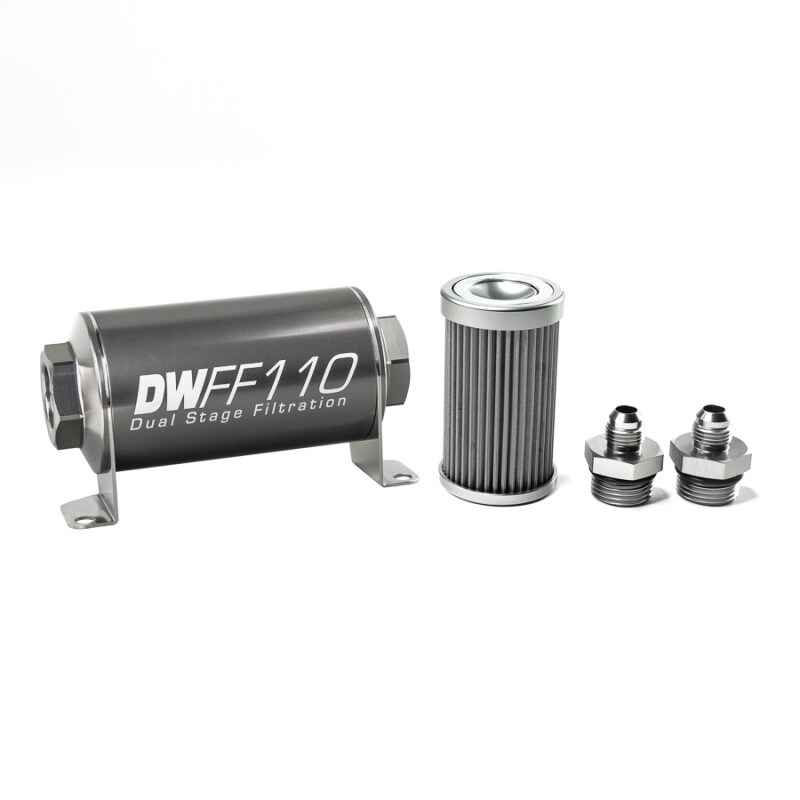 DEATSCHWERKS - In-Line Fuel Filter Element and Housing Kit Stainless Steel 40 Micron 110mm