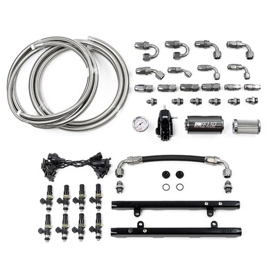 DEATSCHWERKS - Coyote 5.0 Fuel Rails w/Crossover, 1500cc/min Injectors + Full Return Plumbing Kit (Mustang/F-150 11-17)