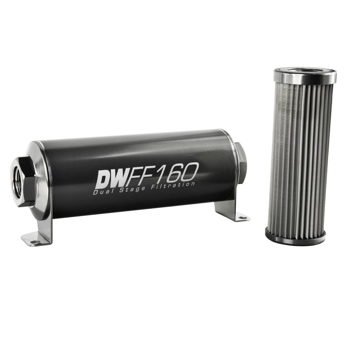 DEATSCHWERKS - Stainless Steel 10 Micron In-Line Fuel Filter Element w/160mm Housing kit (8AN)
