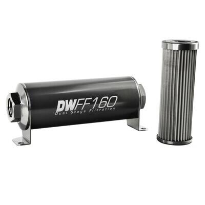 DEATSCHWERKS - Stainless Steel 10 Micron In-Line Fuel Filter Element w/160mm Housing kit (8AN)