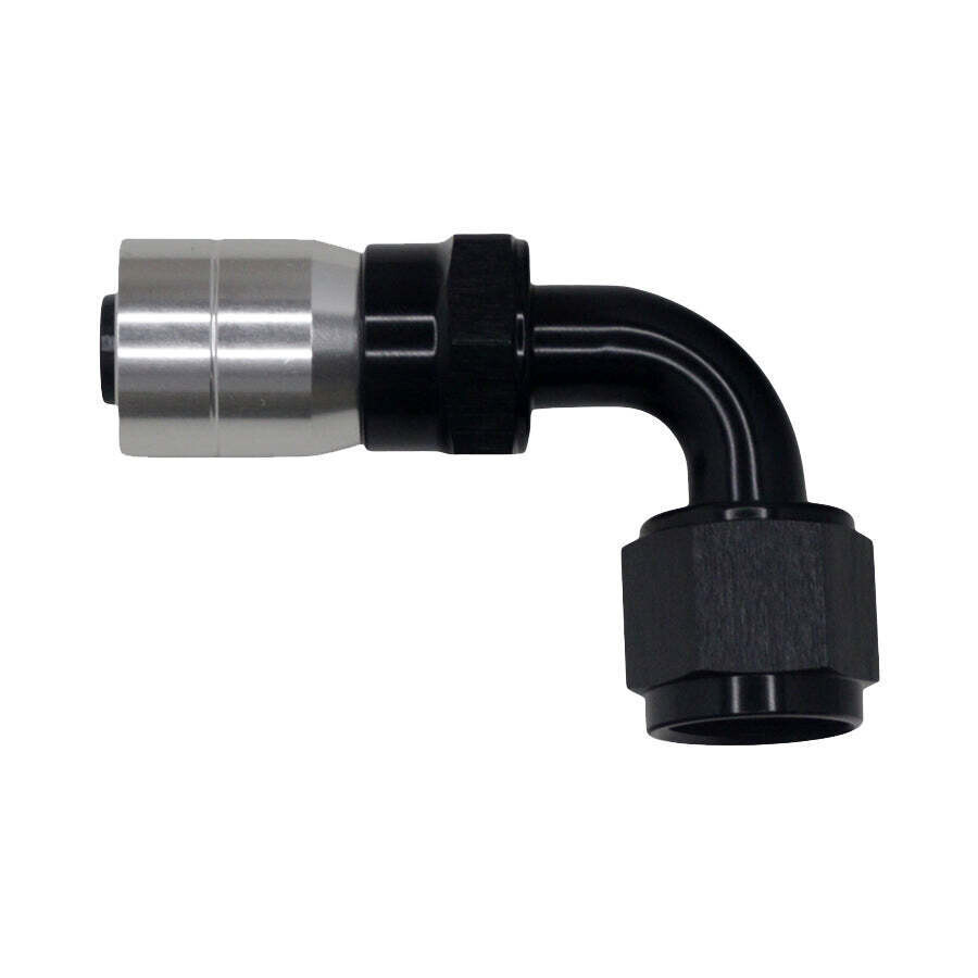 DEATSCHWERKS - 8AN Female Swivel 90-Degree Crimping Style Hose End CPE Anodized Matte Black