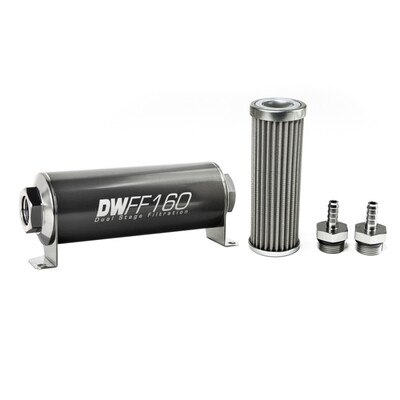 DEATSCHWERKS - In-Line Fuel Filter Element and Housing Kit Stainless Steel 100 Micron 160mm
