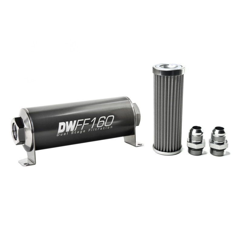 DEATSCHWERKS - In-Line Fuel Filter Element and Housing Kit Stainless Steel 100 Micron 160mm