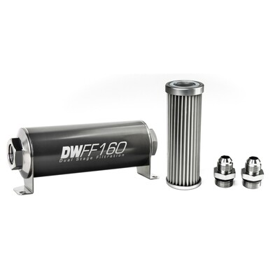 DEATSCHWERKS - In-Line Fuel Filter Element and Housing Kit Stainless Steel 5 Micron 160mm