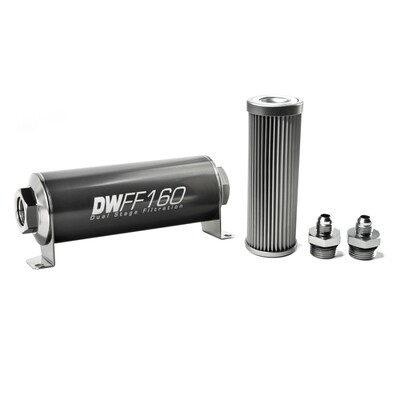 DEATSCHWERKS - In-Line Fuel Filter Element and Housing Kit Stainless Steel 10 Micron 160mm