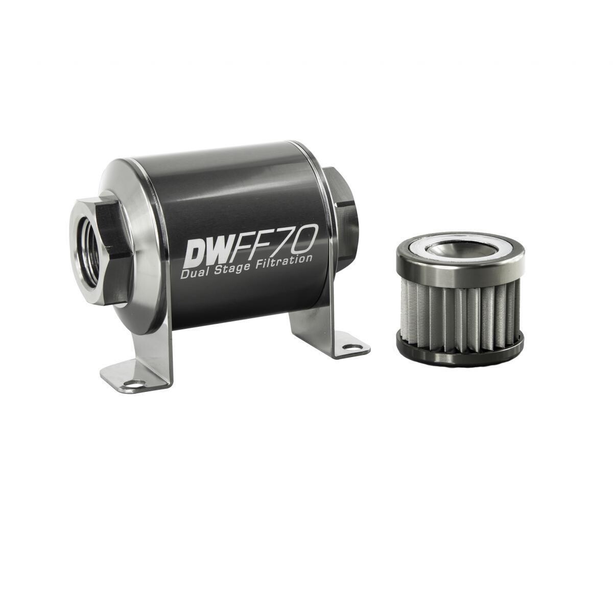 DEATSCHWERKS - Stainless Steel 10 Micron In-Line Fuel Filter Element w/70mm Housing kit (8AN)