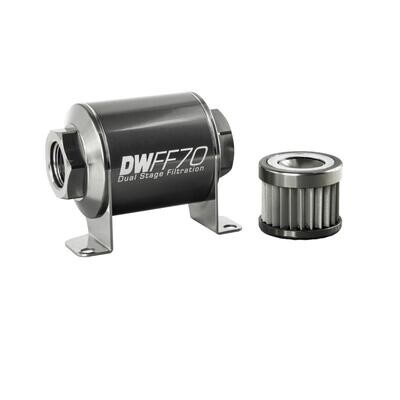 DEATSCHWERKS - Stainless Steel 10 Micron In-Line Fuel Filter Element w/70mm Housing kit (8AN)