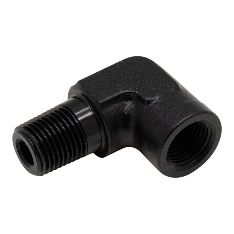 DEATSCHWERKS - 90-Degree 1/8 Inch NPT Male to Female 1/8 Inch NPT Anodized Matte Black