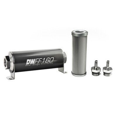 DEATSCHWERKS - In-Line Fuel Filter Element and Housing Kit Stainless Steel 10 Micron 160mm