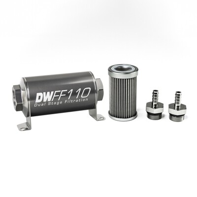 DEATSCHWERKS - In-Line Fuel Filter Element and Housing Kit Stainless Steel 40 Micron 110mm