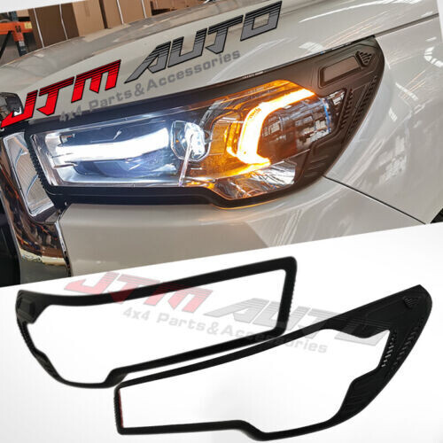 JTM AUTO - Black Head Light Cover Trim To Suit Toyota Hilux SR5 Rogue 2020 My21+