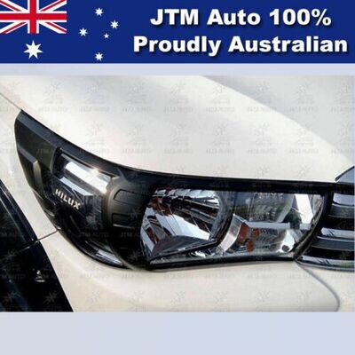 JTM AUTO - MATT Black Head Light Cover Protector To Suit Toyota Hilux 2015-2019 SR Workmate