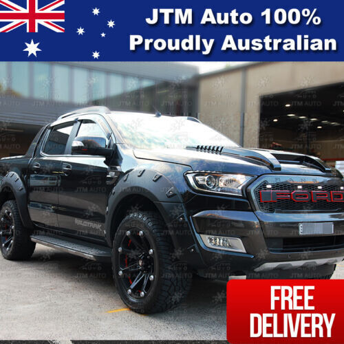 JTM AUTO - To Suit Ford Ranger PX2 Wrinkle Matt Black Fender Flares Wheel Arch 2015-2018