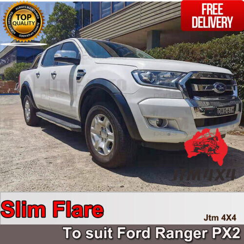 JTM AUTO - Slim Fender Flares Matte Black Guard Trim Fits To Ford Ranger PX1 PX2 2012-2018