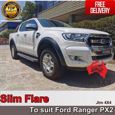 JTM AUTO - Slim Fender Flares Matte Black Guard Trim Fits To Ford Ranger PX1 PX2 2012-2018