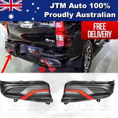 JTM AUTO - Black Red Rear Bumper Cladding Guard Protector To Suit Toyota Hilux 2015-2019