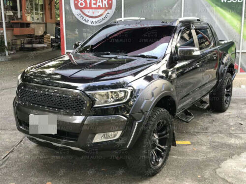 JTM AUTO - LED Light Matt Black Rhino Fender Flares Wheel Arch Ford Ranger PX2 2015-2018