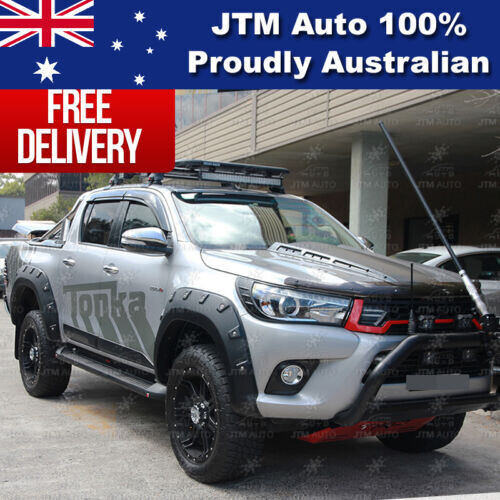 JTM AUTO - 4 Pcs Wrinkle Fender Flares Wheel Arch Pocket Style To Suit Toyota Hilux 15-18