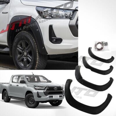 JTM AUTO - Matt Black Fender Flares Black Guard To Suit Toyota Hilux Workmate SR 2021+ My21